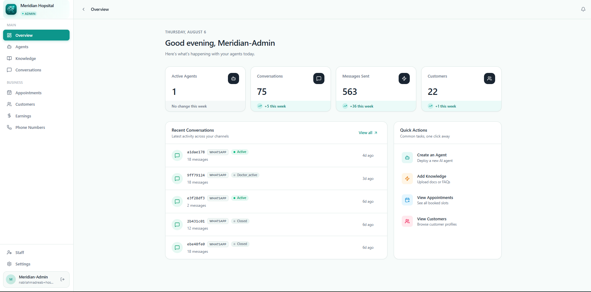 Doctors can review their schedules, earnings, and payout status from a dedicated dashboard.
