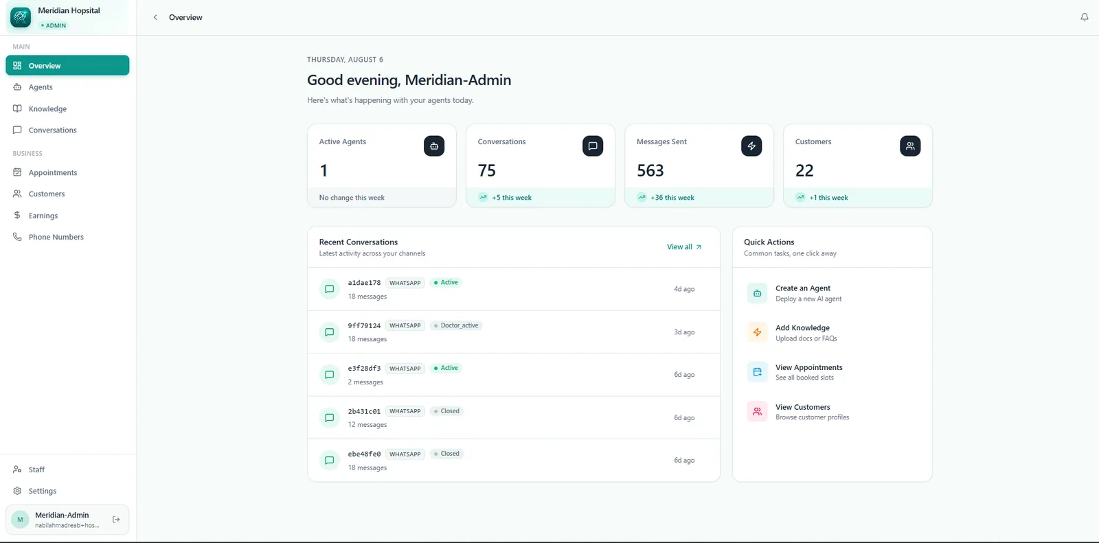 Doctors can review their schedules, earnings, and payout status from a dedicated dashboard.